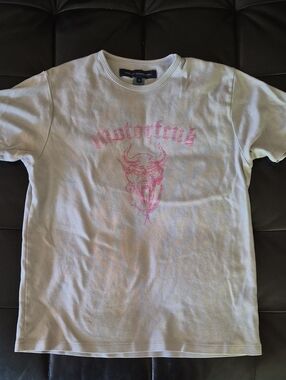 Vintage French Connection Tee with Pink Print Motorfcuk MOTOTHEAD 2000 Sz Small